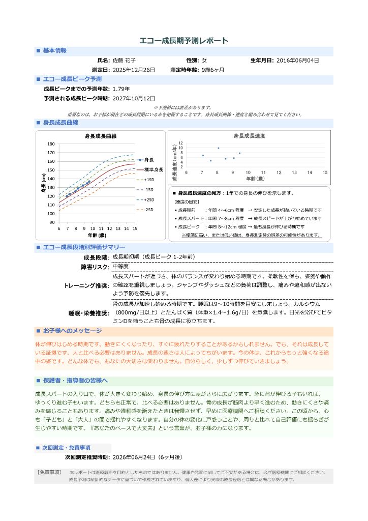 エコー成長期予測レポートサンプル